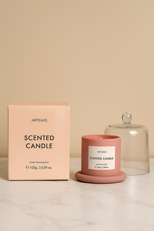 Artemis Scented Candle with Glass Cloche – Luxury Soy Wax Gift Set